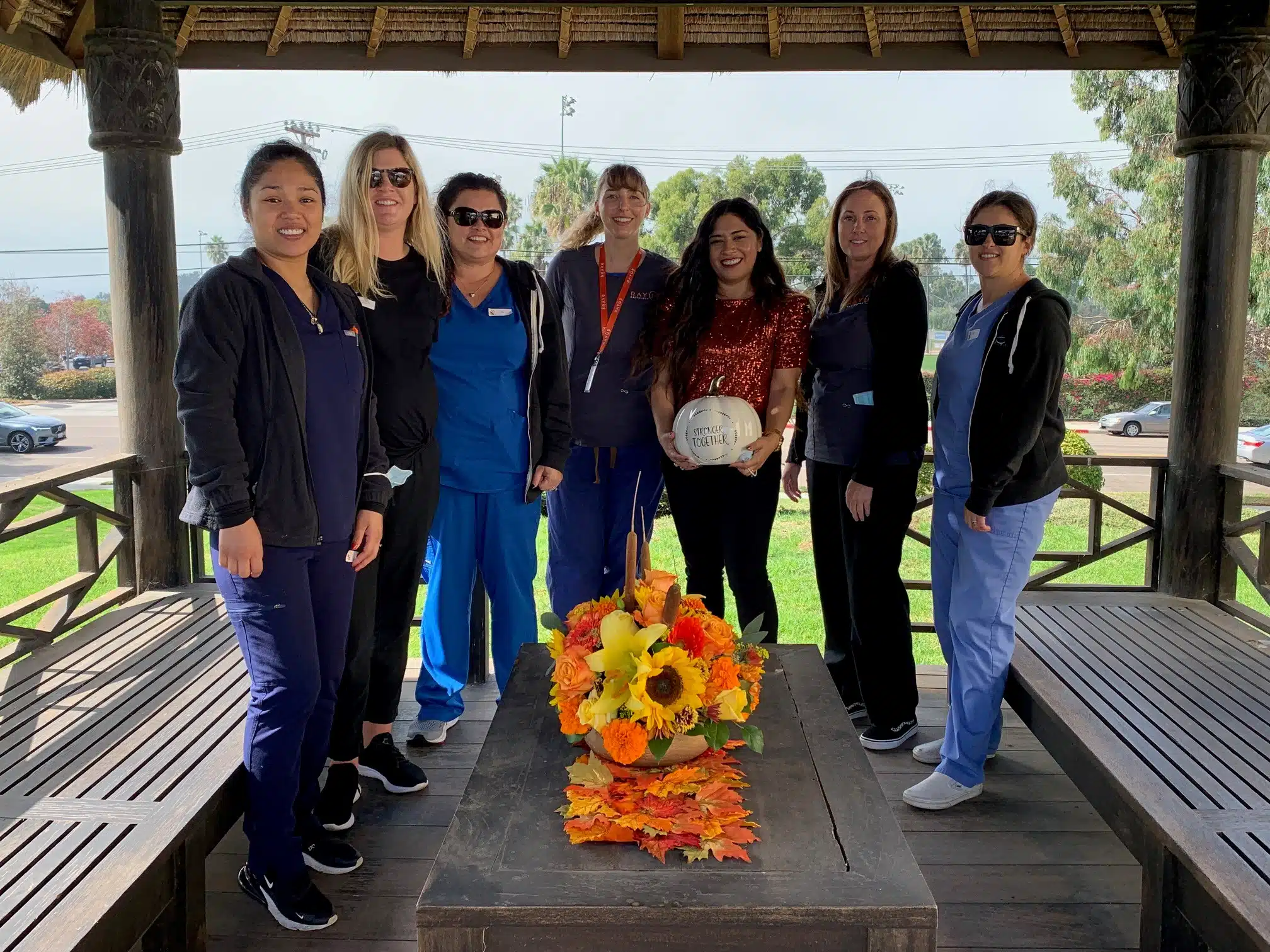 team members in scrubs outside rayus radiology encinitas